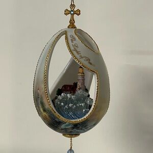 Thomas Kinkade Lighthouse Scene Decorative Egg Ornament